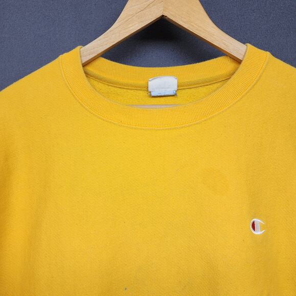 Champion Reverse Weave Sweatshirt Mens XXL 2XL Yellow Heavyweight Distressed - Picture 9 of 15